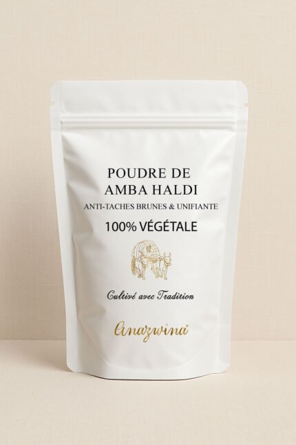 Poudre d’Amba Haldi ayurvédique bio soin naturel anti-tache et unifiant pour la peau