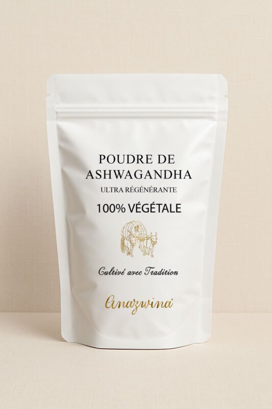 Poudre d’Ashwagandha ayurvédique bio – soin naturel revitalisant et anti-chute pour cheveux