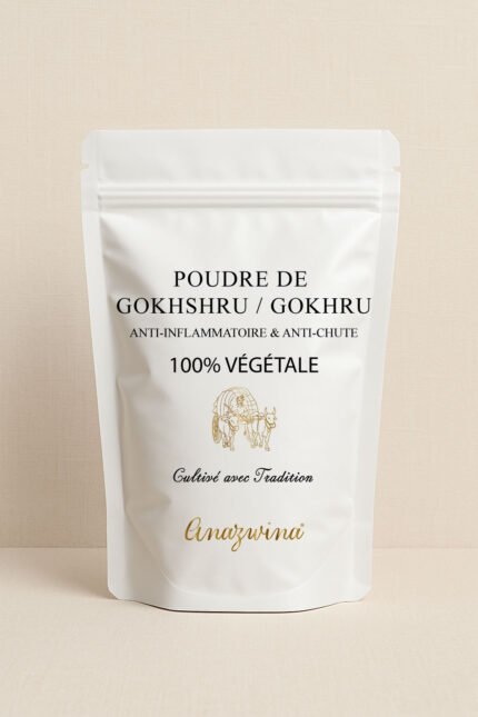 Gokhshru Poudre ayurvédique bio – soin naturel fortifiant pour cheveux