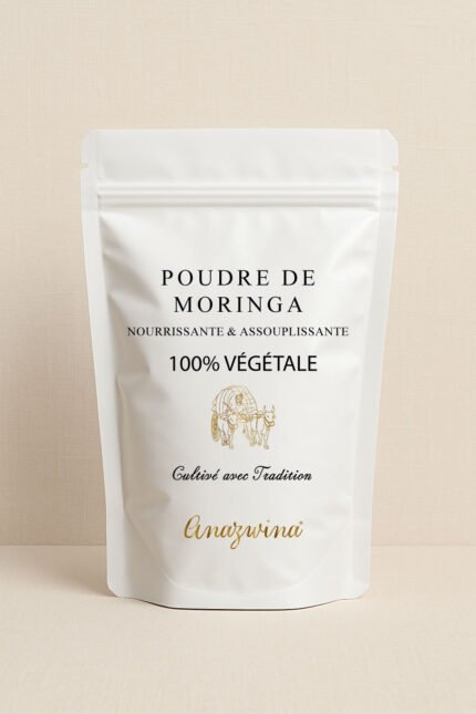 Poudre de Moringa ayurvédique bio – soin naturel revitalisant et protecteur pour cheveux