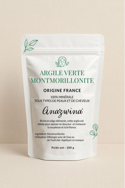 Poudre Argile Verte Montmorillonite naturelle soin doux pour tous types de peau et cheveux