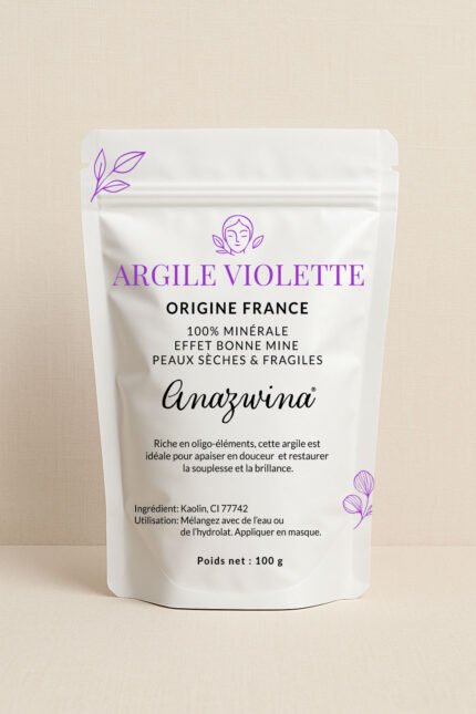 Poudre Argile Violette naturelle soin illuminateur pour peaux seches et fragiles
